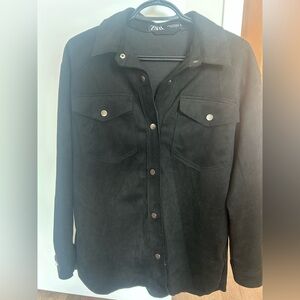 Zara - Black Suede Utility Jacket